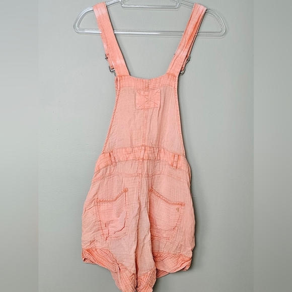 Pilcro Anthropologie Women's Gauze Micro Playsuit Overalls in Light Orange Peach - Picture 9 of 16